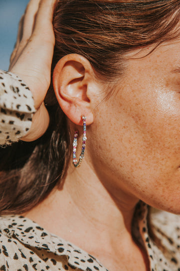 Rainbow hoop earrings